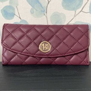 Badgley Mischka Diamond Quilting Cover Wallet Plum Vegan Leather NWT